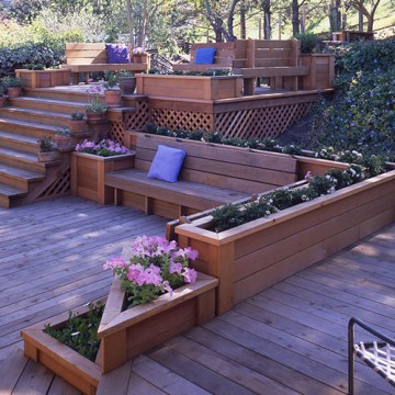 Redwood Deck with Built In Garden Boxes