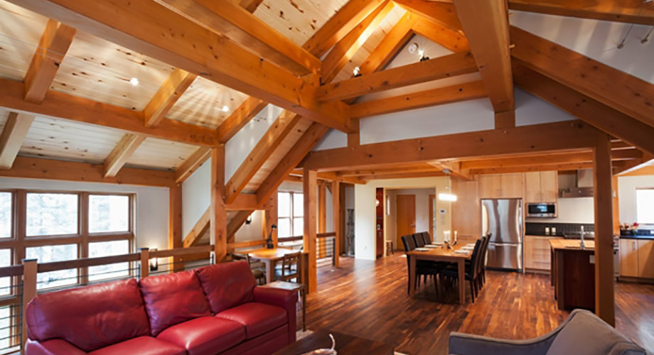 Hand Hewn Timber Frame Family Room