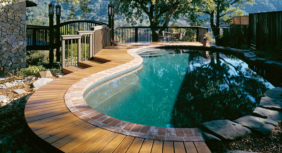 Wrap-Around Redwood Pool Decking