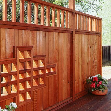 Cutout Redwood Fence
