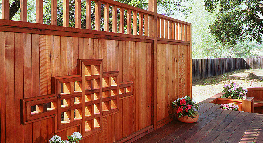 Cutout Redwood Fence