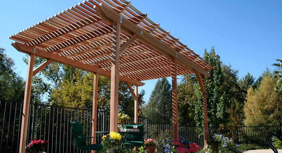 Freestanding Redwood Pergola