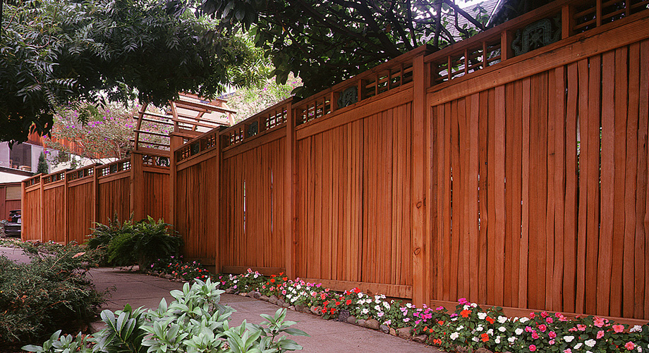 Redwood Fence with Lattice Design