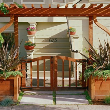Redwood Arbor with Garden Boxes