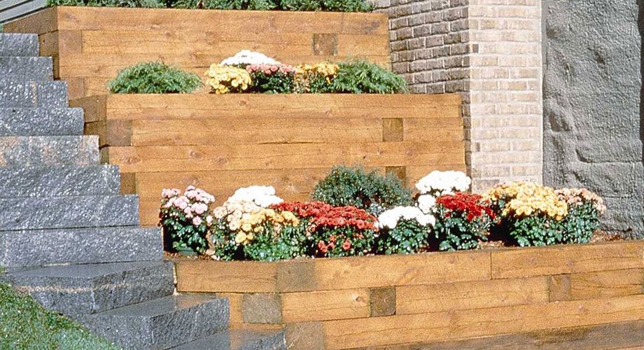 Pressure-Treated Retaining Wall and Flower Garden