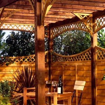 Wood Pergola with Privacy Screen