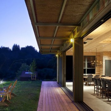 Striking Open Air Cedar Kitchen