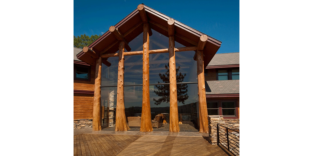 In a more rustic look, this redwood deck was run in a V-shaped pattern to complement the large vaulted gable of the main living room.
Photo courtesy of: Steven Paul Whitsitt